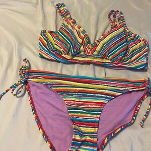 Multi color striped Athleta Bikini